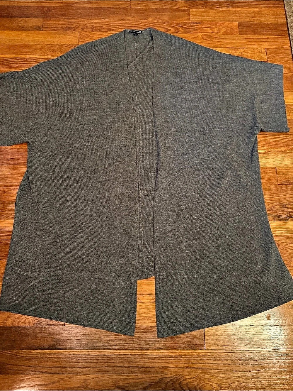 Eileen Fisher oversized Gray Short Sleeve open front sweater Tunic Size XL merin